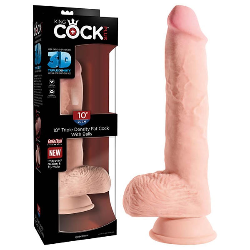 King Cock Plus 10'' Triple Density Fat Cock with Balls